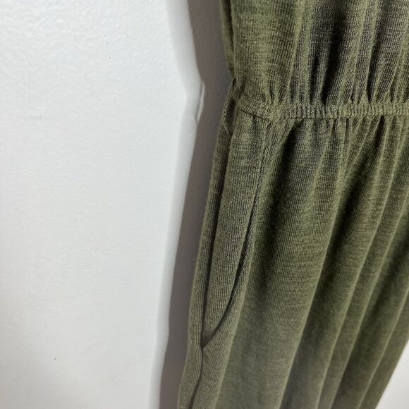 Gap Knit Stretchy Jumpsuit Olive Green Womens Small Comfort Short Sleeve - Picture 5 of 8